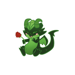 Dragon vert Vivi - dragon d'Eve Mattatia. Avec une petite fleur à la main